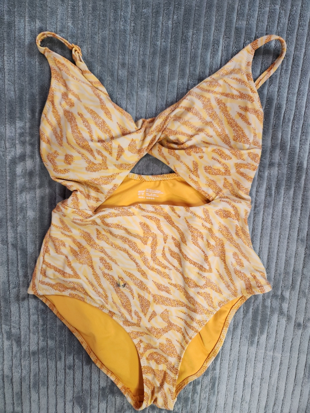 Aerie One-piece full coverage swimsuit yellow orange zebra print xs